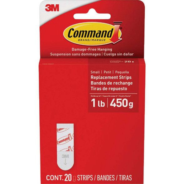 Command Small Adhesive Strip, White, 20 Strips 17022-20ESF