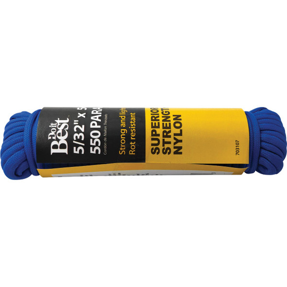Do it Best 550 5/32 In. x 50 Ft. Blue Nylon Paracord 703107