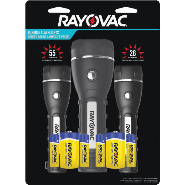 Rayovac Bright Essentials Rubber LED Flashlight BER2AA2D-B3TA