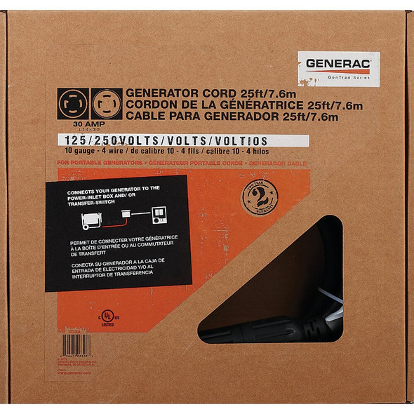 Generac 25 Ft. 10-4 Generator Cord 6328 500565
