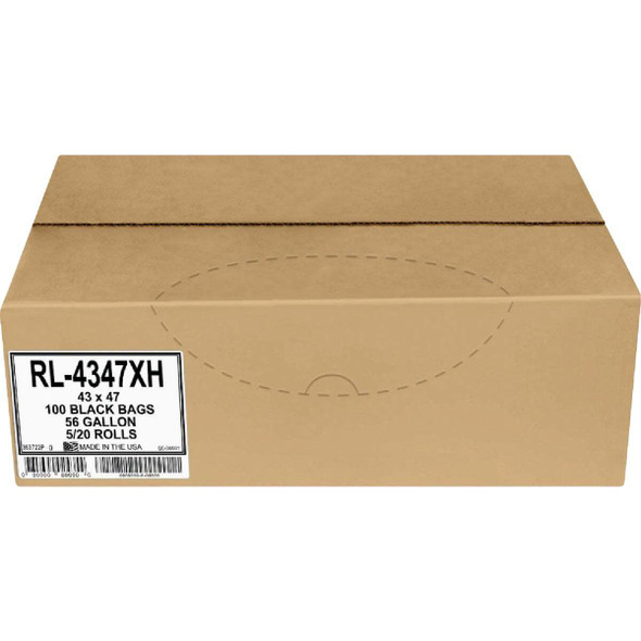 Aluf Plastics 56 Gal. 1.2 Mil. Black Low Density Can Liner (100-Count) RL-4347XH