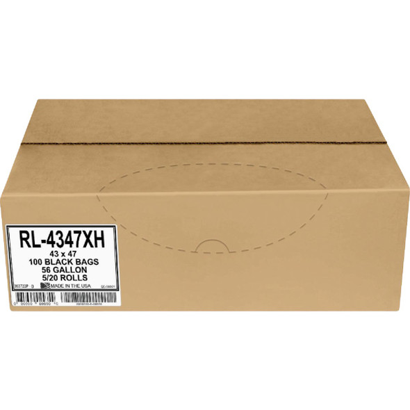 Aluf Plastics 56 Gal. 1.2 Mil. Black Low Density Can Liner (100-Count) RL-4347XH