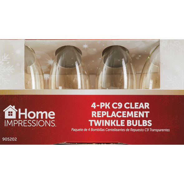 Home Impressions C9 Clear Twinkle 125V Replacement Light Bulb (4-Pack)