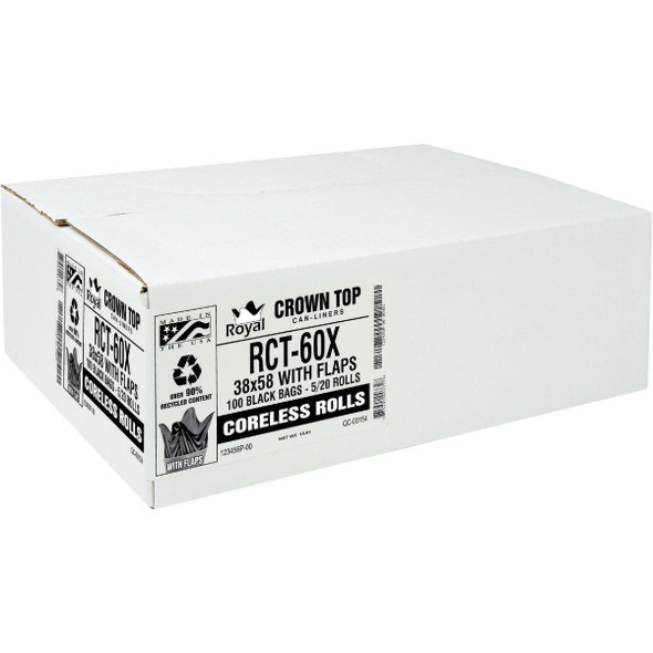 Aluf Plastics 60 Gal. 1.2 Mil. Black Low Density Can Liner (100-Count) RL-3858XH