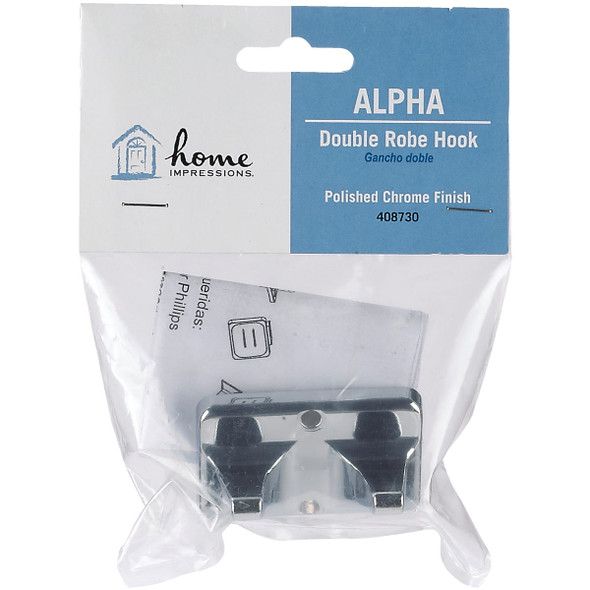 Home Impressions Alpha Chrome Double Robe Hook Home Impressions Alpha Chrome Double Robe Hook