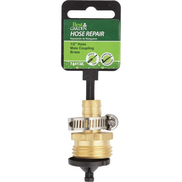 Best Garden 1/2 In. Male Brass Hose End Repair Hose Coupling Best Garden 1/2 In. Male Brass Hose End Repair Hose Coupling