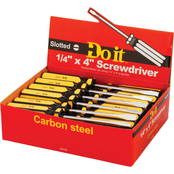 Do it 1-4 In. x 4 In. Slotted Screwdriver Impulse Display 322423 Pack of 25 322423