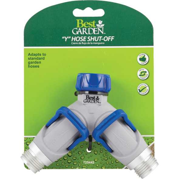 Best Garden Plastic Dual Y-Hose Shutoff Connector 37091-P 725442