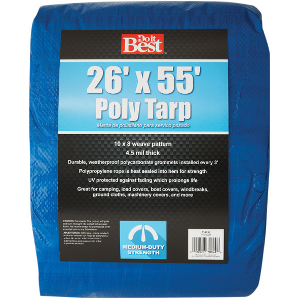 Do it Best Blue Woven 26 Ft. x 55 Ft. Medium Duty Poly Tarp 736236