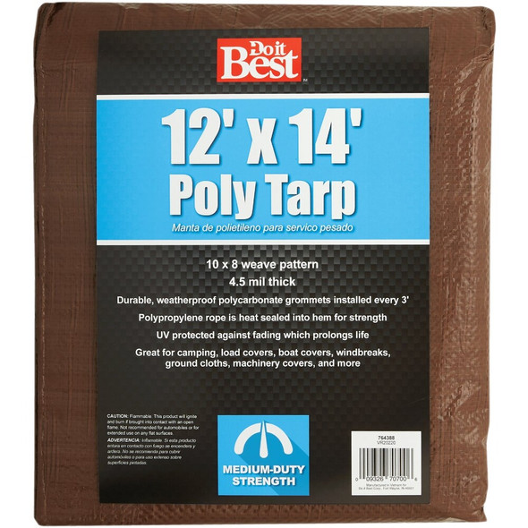 Do it Best 1 Side Green-1 Side Brown Woven 12 Ft. x 14 Ft. Medium Duty Poly Tarp 764388 764388