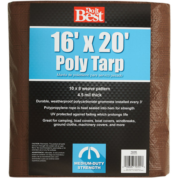 Do it Best 1 Side Green-1 Side Brown Woven 16 Ft. x 20 Ft. Medium Duty Poly Tarp 764396 764396