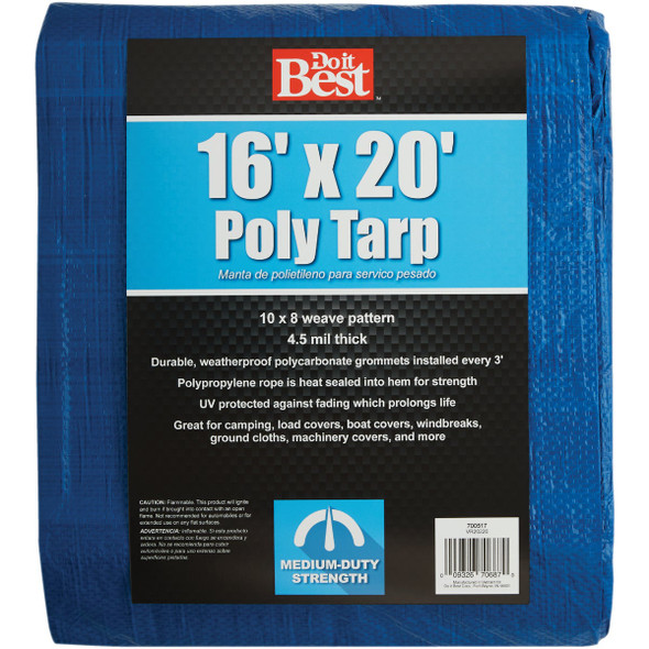 Do it Best Blue Woven 16 Ft. x 20 Ft. Medium Duty Tarp 700517