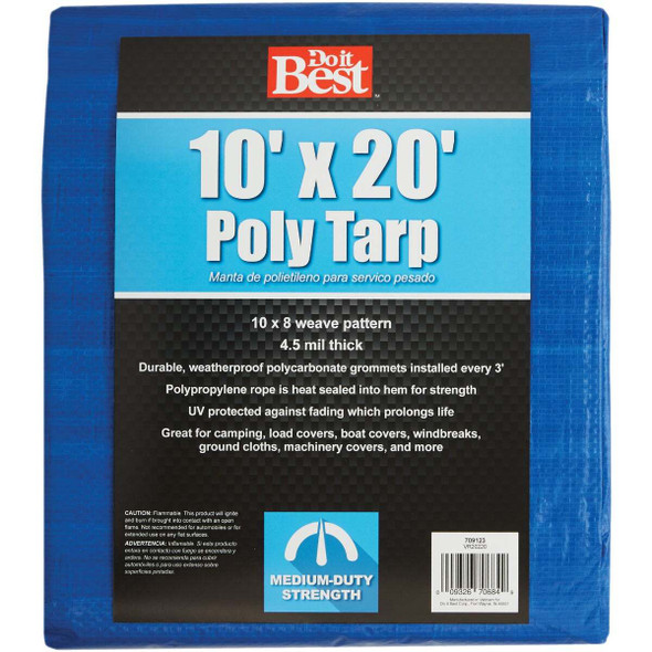 Do it Best Blue Woven 10 Ft. x 20 Ft. Medium Duty Poly Tarp 709123