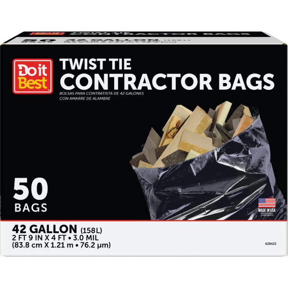 Do it Best 42 Gal. Twist Tie Contractor Black Trash Bag (50-Count) 628422 Do it Best 42 Gal. Twist Tie Contractor Black Trash Bag (50-Count) 628422