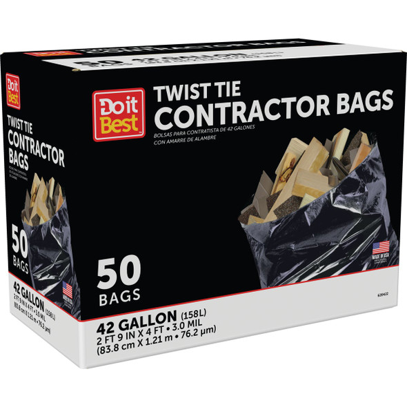 Do it Best 42 Gal. Twist Tie Contractor Black Trash Bag (50-Count) 628422 628422