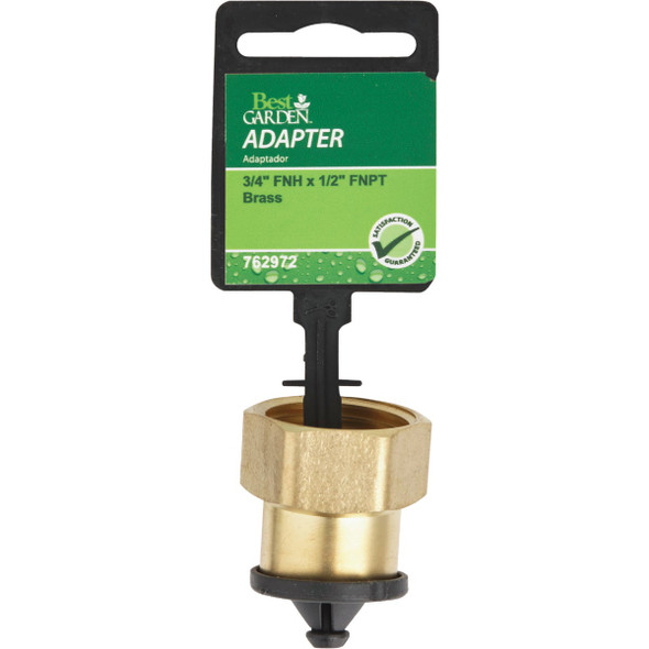 Best Garden 3-4 In. FHT x 1-2 In FPT Brass Non-Swivel Hose Connector GB-9547+GM294 762972