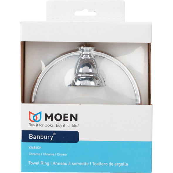 Moen Banbury 6 In. Towel Ring, Chrome Y2686CH 456128