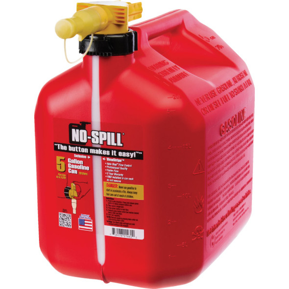 No-Spill ViewStripe 5 Gal. Plastic Gasoline Fuel Can, Red 1460