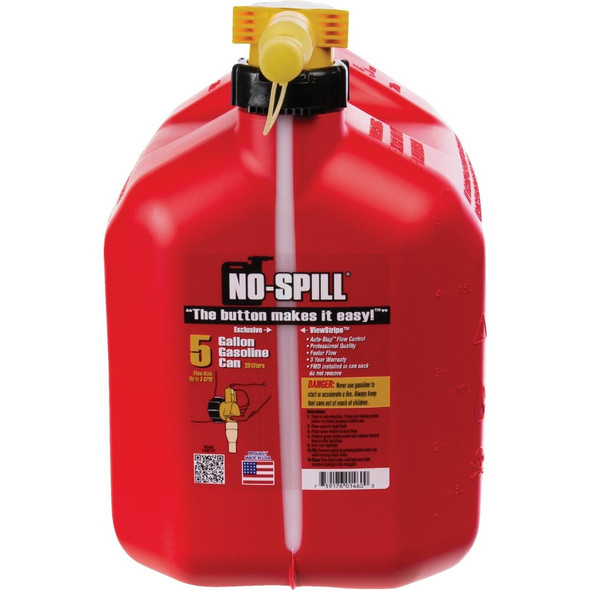 No-Spill ViewStripe 5 Gal. Plastic Gasoline Fuel Can, Red 1460 582034