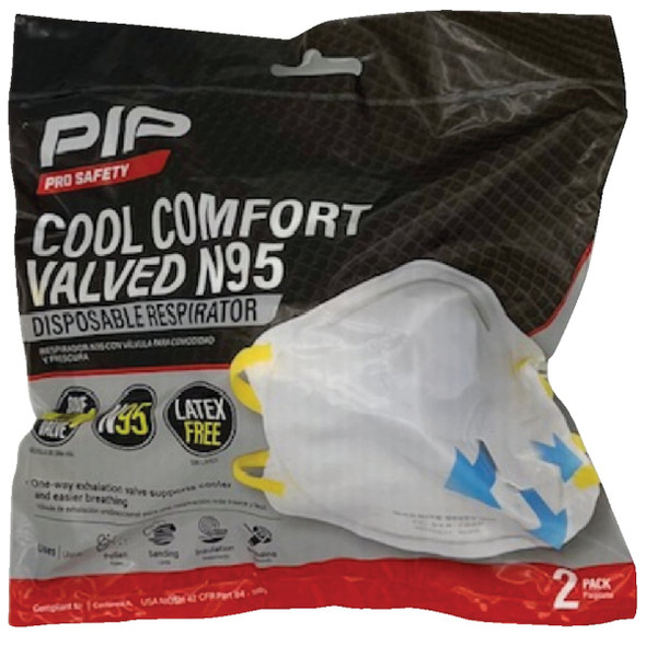 PIP Pro Safety N95 Harmful Dust Respirator with Valve (2-Pack)