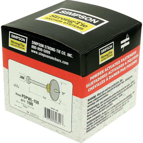 PDPAWL.157-in. x 1-1/2-in. Powder-Actuated Pin w/ 1-in. Washer (100-Qty)
