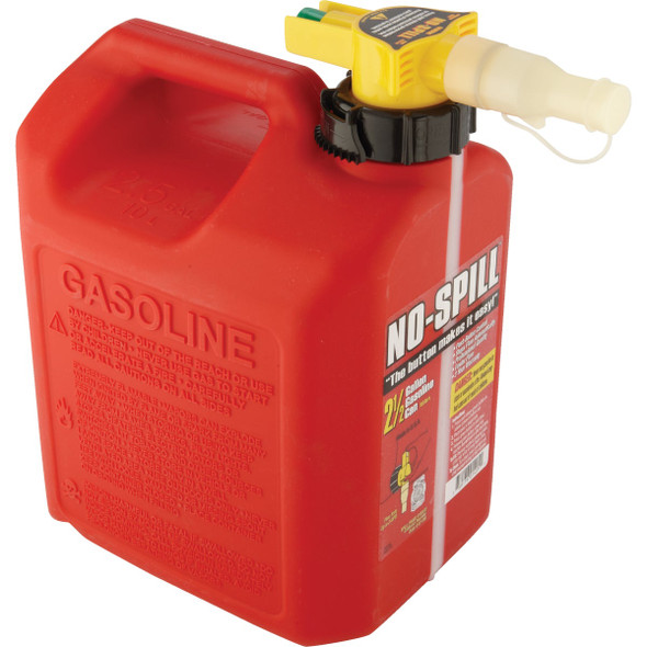 No-Spill 2-1/2 Gal. Plastic Gasoline Fuel Can, Red No-Spill 2-1/2 Gal. Plastic Gasoline Fuel Can, Red