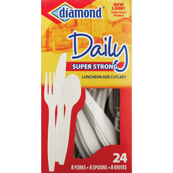 Diamond Heavy-Duty Plastic Cutlery Set (24-Piece BX) 4142636048 634479