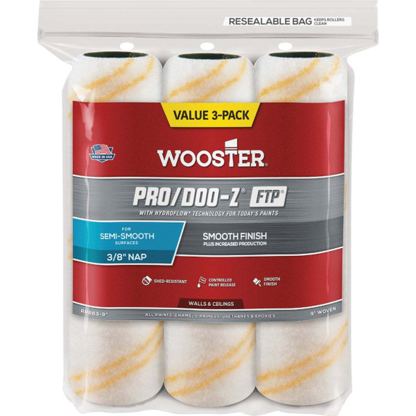 Wooster Pro/Doo-Z FTP 9 In. x 3/8 In. Woven Fabric Roller Cover (3-Pack) RR663-9