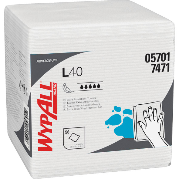 WypAll L40 Quarter Fold White Wiper Hand Towel (18 Count) 05701