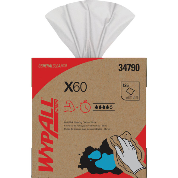 WypAll X60 White Pop-Up Teri Wiper Hand Towel (10-Count) 34790