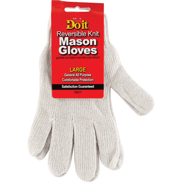 Do it Men's Large Reversible Knit Mason Glove, White 759771 759771