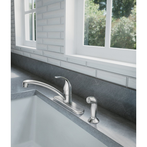 Moen Adler 1-Handle Lever Kitchen Faucet with Side Spray, Chrome Moen Adler 1-Handle Lever Kitchen Faucet with Side Spray, Chrome