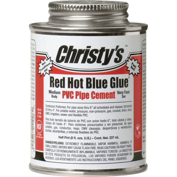 Christy's 8 Oz. Low VOC Red Hot Blue Glue PVC Cement 505197