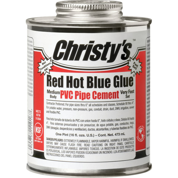 Christy's 16 Oz. Low VOC Red Hot Blue Glue PVC Cement 505198