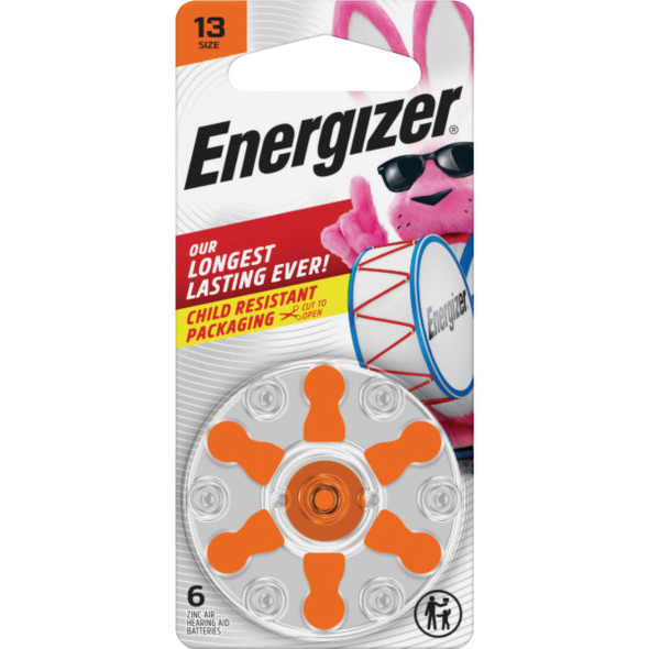 Energizer Size 13 Orange Tab Hearing Aid Batteries (6-Pack) 13CR-6ENRUS