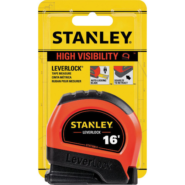 Stanley LeverLock 16 Ft. High-Visibility Tape Measure STHT30814S 328416