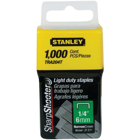 Stanley SharpShooter Light-Duty Narrow Crown Staple, 1/4 In. (1000-Pack) TRA204T