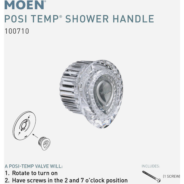 Moen Posi-Temp Acrylic Tub & Shower Replacement Faucet Handle, Clear  100710 479136