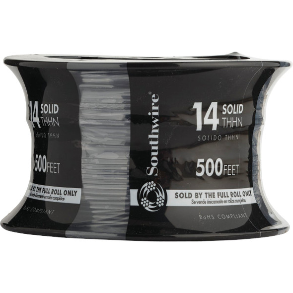 Southwire 500 Ft. 14 AWG Solid Black THHN Electrical Wire Southwire 500 Ft. 14 AWG Solid Black THHN Electrical Wire