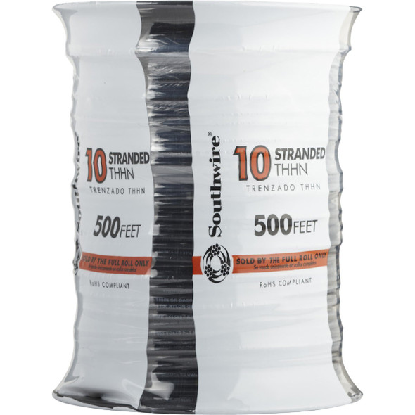 Southwire 500 Ft. 10 AWG Stranded Black THHN Electrical Wire Southwire 500 Ft. 10 AWG Stranded Black THHN Electrical Wire