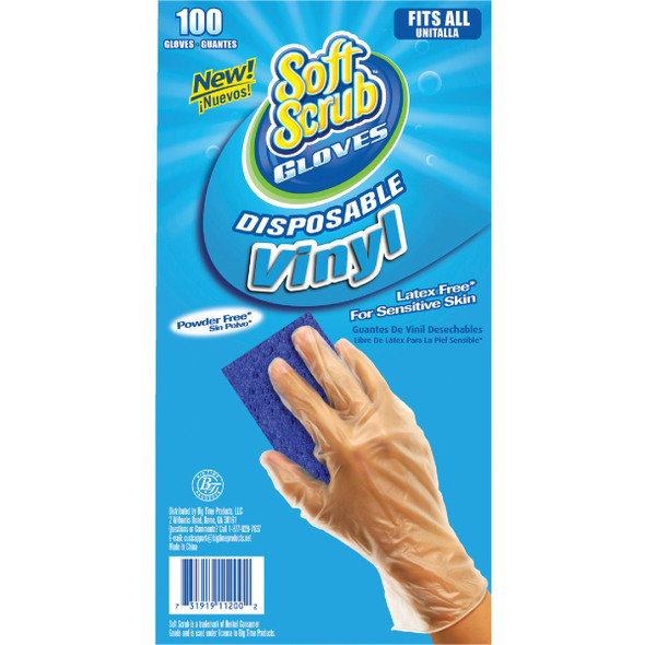 Soft Scrub 1 Size Fits All Vinyl Disposable Glove (100-Pack) 11200-16 Soft Scrub 1 Size Fits All Vinyl Disposable Glove (100-Pack) 11200-16