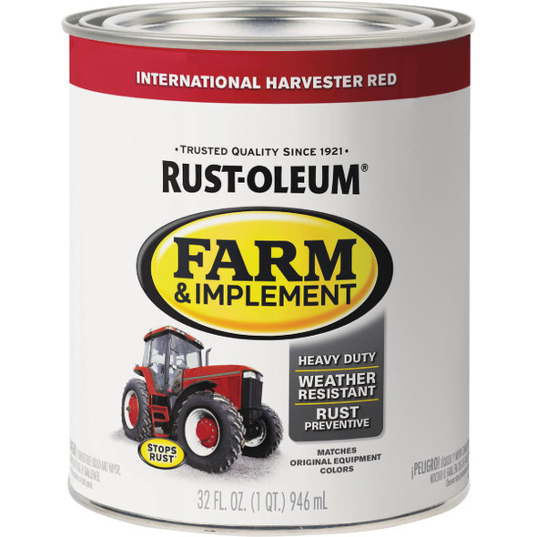 Rust-Oleum 1 Quart International Harvester Red Gloss Farm & Implement Enamel Rust-Oleum 1 Quart International Harvester Red Gloss Farm & Implement Enamel