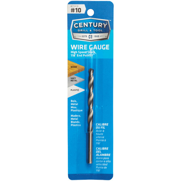 Century Drill & Tool Number 10 HSS Brite Drill Bit 11410