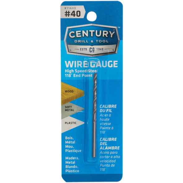 Century Drill & Tool Number 40 HSS Brite Drill Bit 11440