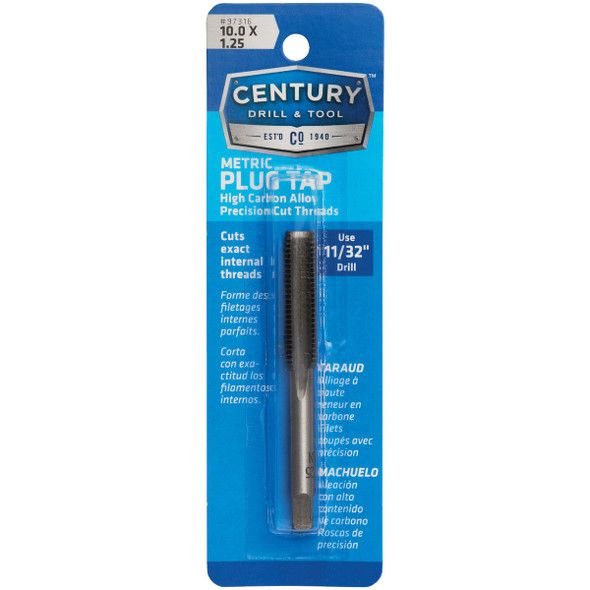 Century Drill & Tool 10.0x1.25 Carbon Steel Metric Tap 97316