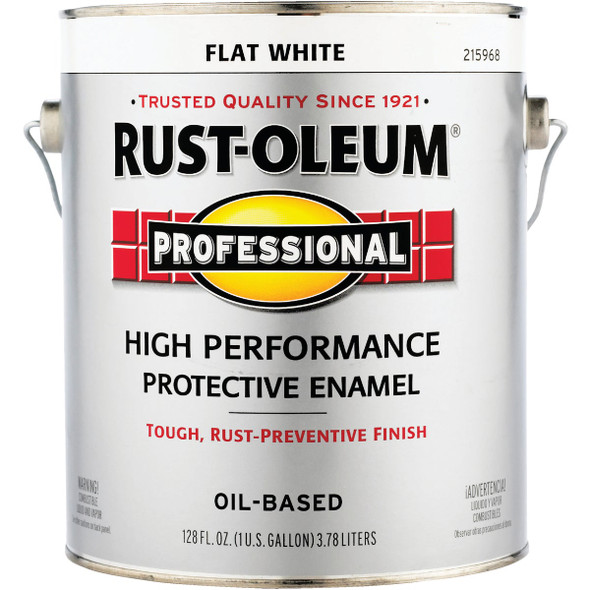 Rust-Oleum Professional DTM Oil Based Flat Protective Rust Control Enamel, White, 1 Gal.
