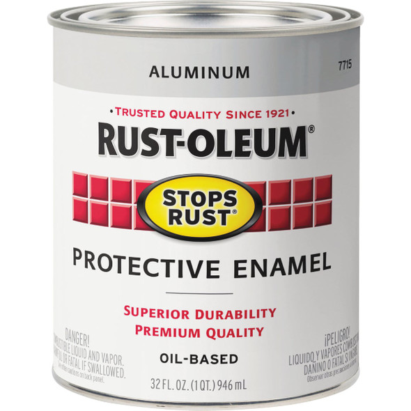 Rust-Oleum Stops Rust Oil Based Gloss Protective Rust Control Enamel, Aluminum, 1 Qt.