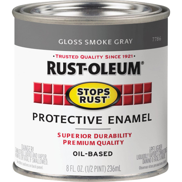 Rust-Oleum Stops Rust Oil Based Gloss Protective Rust Control Enamel, Smoke Gray, 1/2 Pt. Rust-Oleum Stops Rust Oil Based Gloss Protective Rust Control Enamel, Smoke Gray, 1/2 Pt.