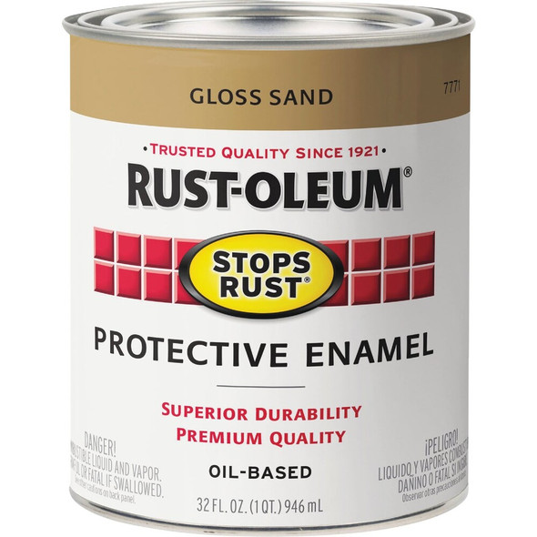 Rust-Oleum Stops Rust Oil Based Gloss Protective Rust Control Enamel, Sand, 1 Qt.