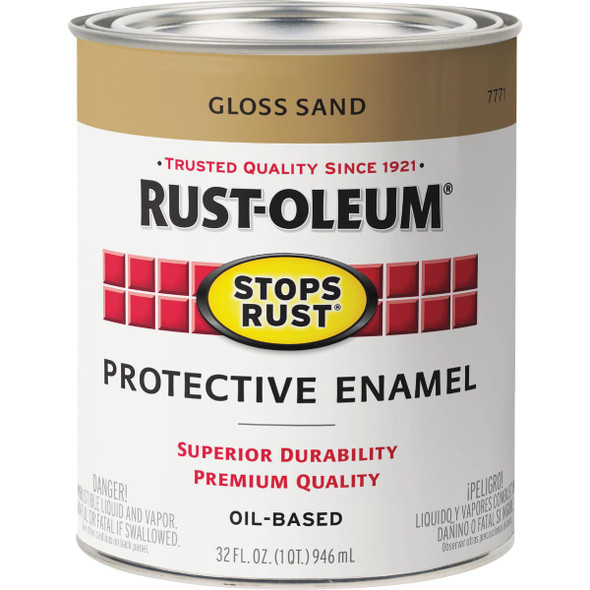 Rust-Oleum Stops Rust Oil Based Gloss Protective Rust Control Enamel, Sand, 1 Qt.